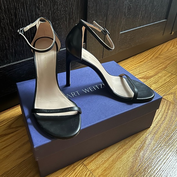 Stuart Weitzman Shoes - Stuart Weitzman Nudistsong Sandal Heels Black Nappa